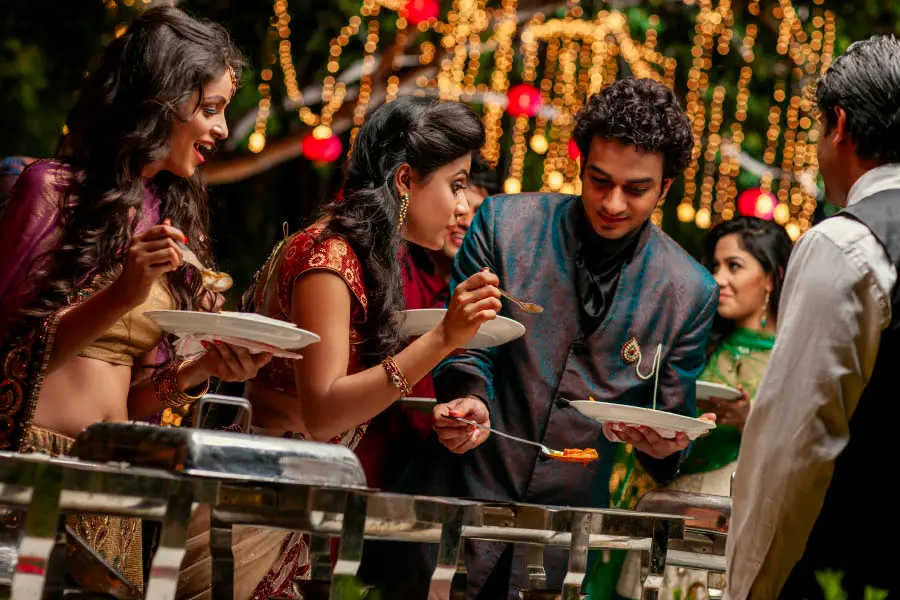 Night wedding catering setup by Shree Gajanan Caterers in Jaipur