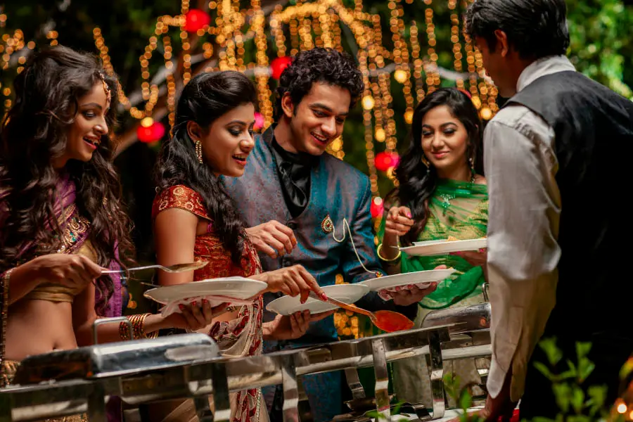 Night wedding catering setup by Shree Gajanan Caterers in Jaipur